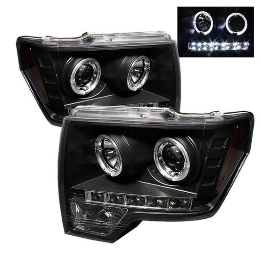 Spyder Ford F150 09-14 Projector Headlights Halogen Model- LED Halo LED Blk PRO-YD-FF15009-HL-BK 5010230