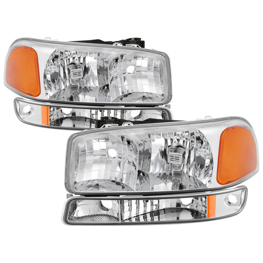 SPYDER xTune GMC Sierra 99-06 /Yukon 00-06 Crystal Headlights & Bumper Lights - Chrome HD-JH-GS99-AM-SET-C 9037481