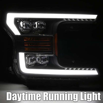 AlphaRex 18-19 Ford F-150 NOVA LED Projector Headlights Plank Style Chrome