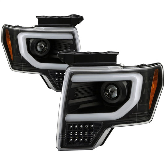 Spyder Ford F150 09-14 Halogen Light Bar Projector Headlights Black PRO-YD-FF15009PL-SEQ-BK 5087560