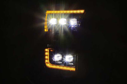 AlphaRex 17-20 Ford Raptor NOVA LED Proj Headlights Plank Style Alpha Black w/Activ