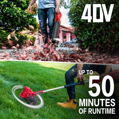 PowerSmart 40V String Trimmer & Edger + 40V Leaf Blower Combo Kit with 4.0Ah