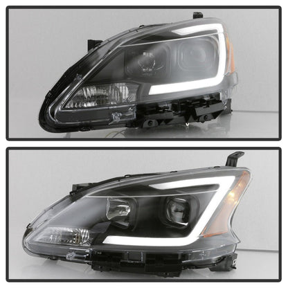 SPYDER xTune 13-15 Nissan Sentra DRL LED Light Bar Halogen Projector Headlights - Black (PRO-JH-NS13-LB-BK) 9042966