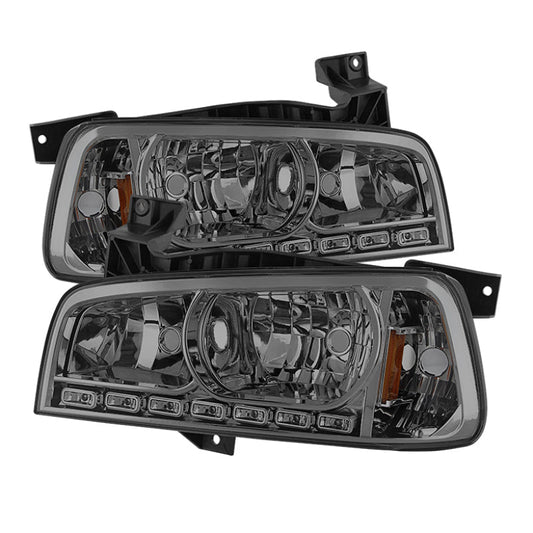 SPYDER Xtune Dodge Charger 06-10 1Pc LED Crystal Headlights Smoke HD-ON-DCH05-1PC-LED-SM 5017642