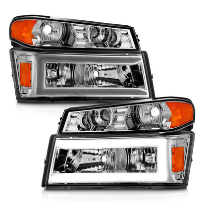 ANZO 04-12 GM Colorado/Canyon/I-Series Crystal Headlights - w/ Light Bar Chrome Housing 4pcs 111559