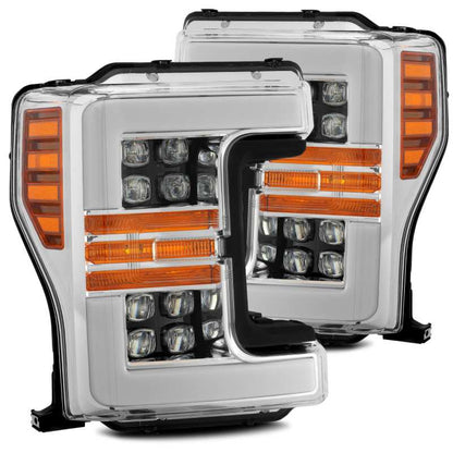 AlphaRex 17-19 Ford F-250 SD NOVA LED Proj Headlights Plank Style Chrome w/Activ