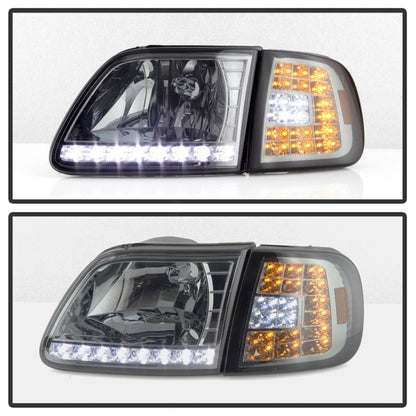 SPYDER Xtune Ford F150 97-03 Crystal Headlights w/ Clear LED Corners Smoke HD-ON-FF15097-LED-SET-SM 5014801