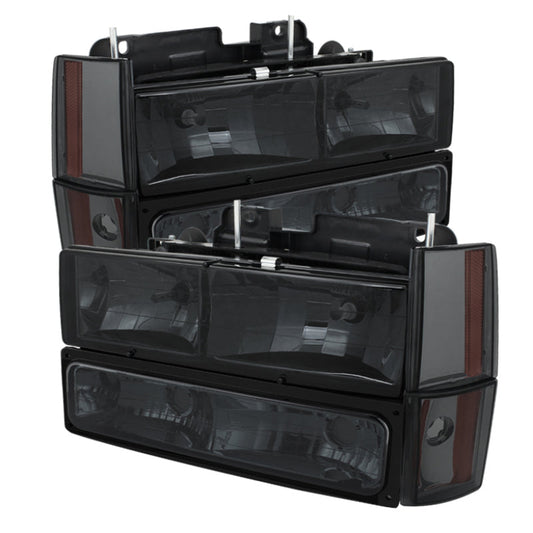 SPYDER Xtune GMC Yukon 92-93 Crystal Headlights w/ Corner & Bumper Smoke HD-JH-GMCCK88-AM-SM-SET 5073525