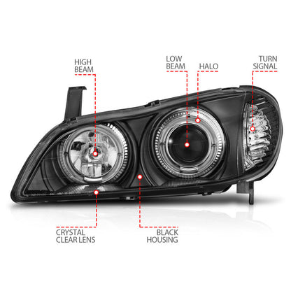 Anzo 2000-2004 Infiniti I30 Projector Headlights w/ Halo Black