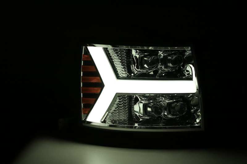 AlphaRex 07-13 Chevy 1500HD NOVA LED Proj Headlights Plank Style Chrm w/Activ Light/Seq