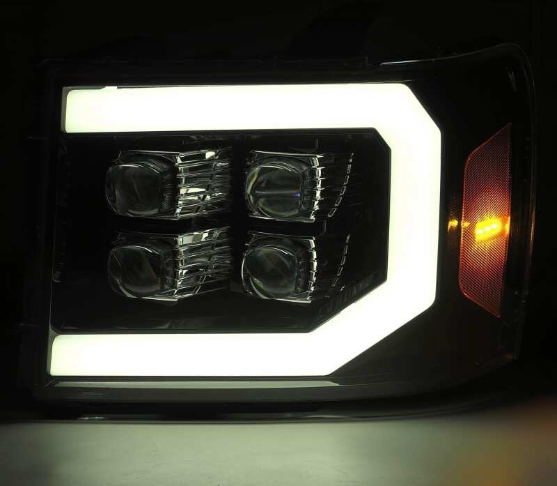 AlphaRex 07-14 GMC 2500HD NOVA LED Proj Headlight Plank Style Matte Blk w/Activ Light/Seq