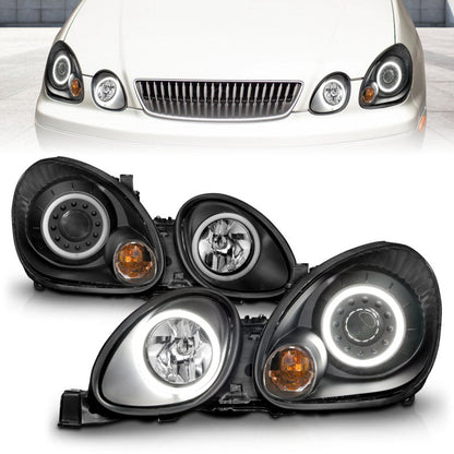 Anzo 1998-2005 Lexus Gs300 Projector Headlights w/ Halo Black