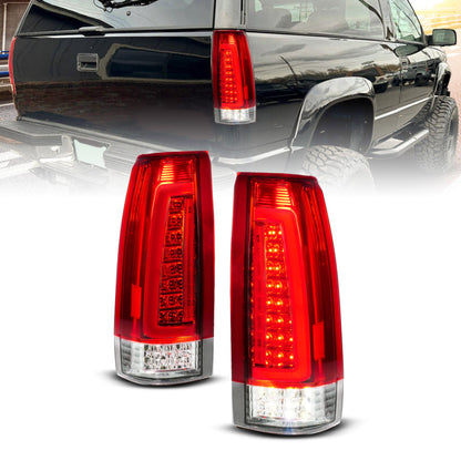 ANZO 88-99 Chevy C/K1500/2500/3500 Full LED Light Tube Taillights Chrome Housing Red/Clear Lens 311484