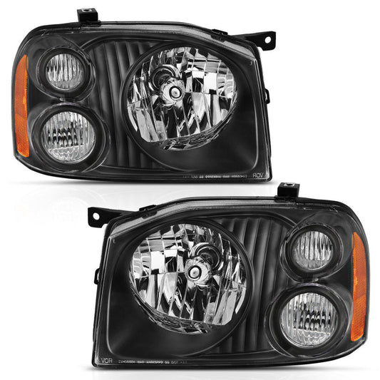 ANZO 2001-2004 Nissan Frontier Se Crystal Headlight Black Amber Reflector 111433