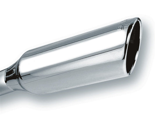 Borla 2.25in Inlet 4in Round Rolled Angle Cut x 12in Long Embossed Exhaust Tip 20245