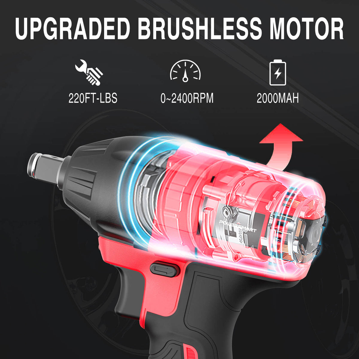 PowerSmart 20V Brushless Cordless Impact Wrench Kit w/ Battery & Charger