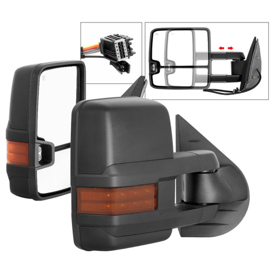SPYDER xTune Chevy Silverado 07-13 Heated Amber LED Signal Telescoping Mirrors MIR-CSIL07S-G2-PWH-AM-SET 9936692