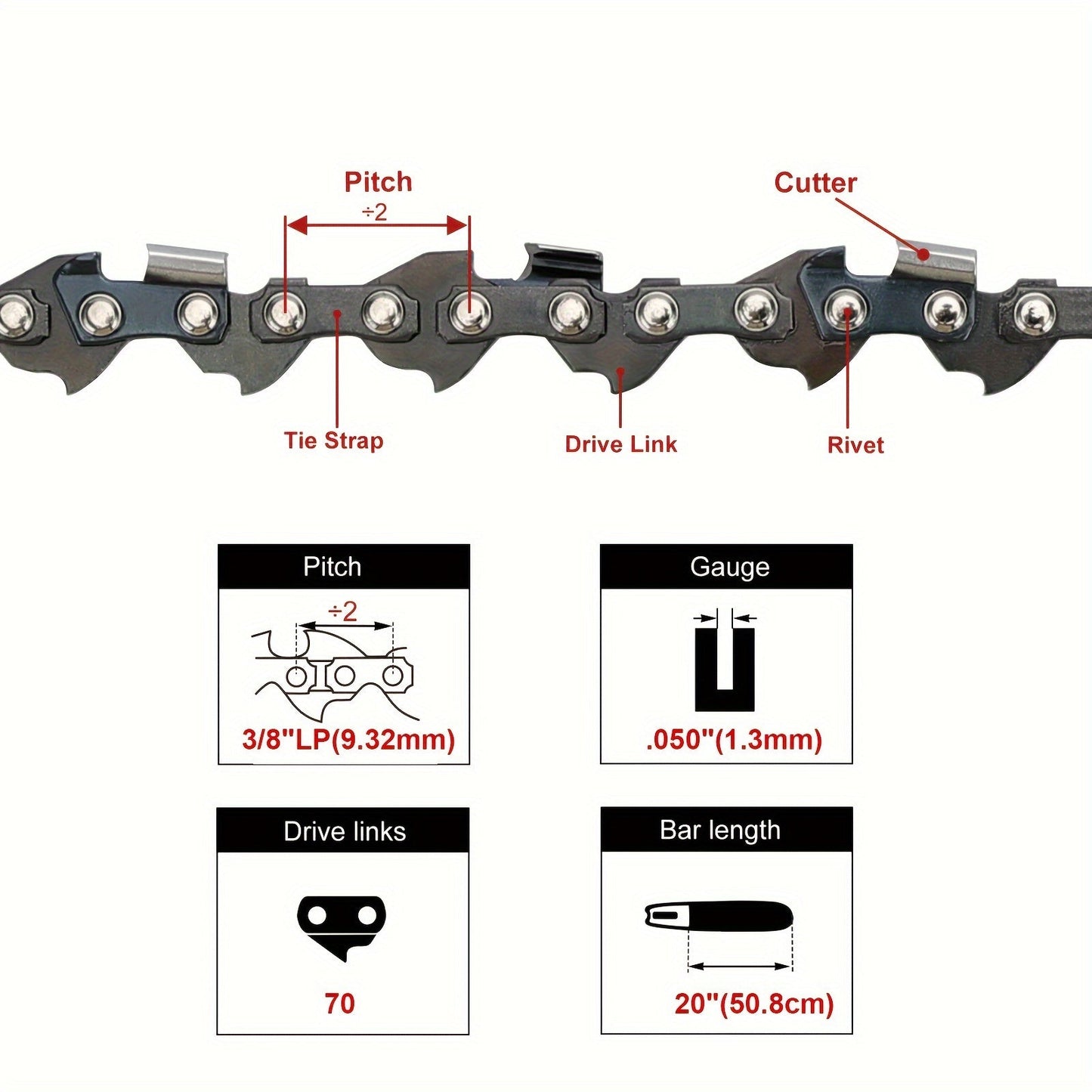 Chainsaw Chain for Echo 20" CS590 (2-Pack)