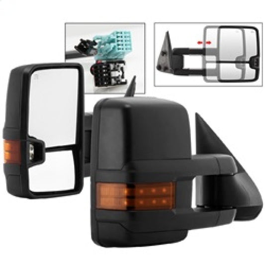SPYDER xTune Chevy Silverado 03-06 G2 Heated Amber LED Signal Telescoping Mirrors MIR-CS03S-G2-PWH-AM-SET 9936685