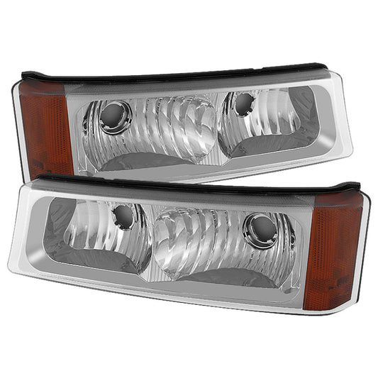 SPYDER Xtune Chevy Silverado 03-06 Bumper Lights Amber Reflector Chrome CBL-JH-CSIL03-AM-E 5079299