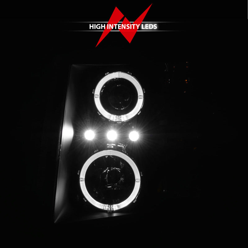 Anzo 2007-2013 Chevrolet Silverado 1500 Projector Headlights w/ Halo Black — 14H3Z