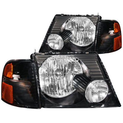 Anzo 2002-2005 Ford Explorer Crystal Headlights Black w/ Corner Lights 2pc