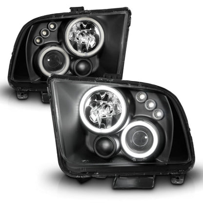 Anzo 2005-2009 Ford Mustang Projector Headlights w/ Halo Black