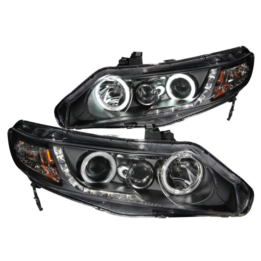 Anzo 2006-2011 Honda Civic Projector Headlights w/ Halo Black (CCFL)