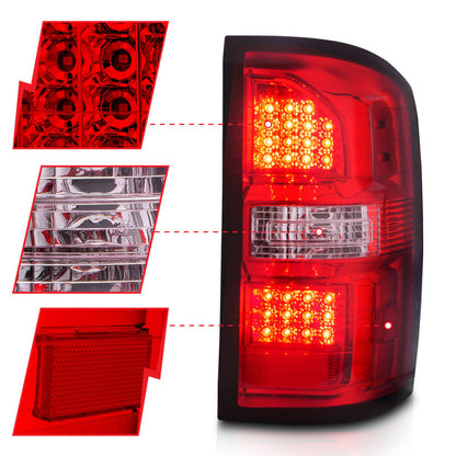 ANZO 2014-2018 GMC Sierra LED Tail Lights Black Housing Red/Clear Lens 311399