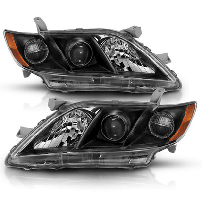 ANZO 2007-2011 Toyota Camry Projector Headlight Black Amber 121539