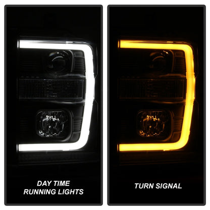 Spyder 08-10 Ford F-250 SD Projector Headlights V2-Switch Back Light Bar-Black PRO-YD-FS08V2-SBLB-BK 5086228