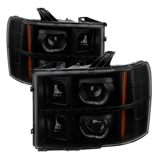 SPYDER Xtune GMC Sierra 2500/3500HD 07-13 Projector Headlights LED Halo- Black Smoked PRO-JH-GSIE07-CFB-BSM 9032271