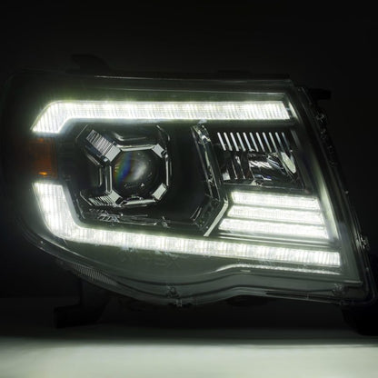 AlphaRex 05-11 Toyota Tacoma LUXX LED Projector Headlights Plank Style Alpha Black