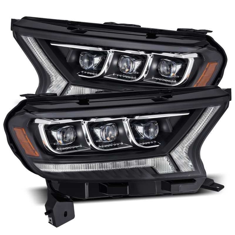 AlphaRex 19-21 Ford Ranger NOVA LED Proj Headlights Plank Style Black w/Activ Light/Seq