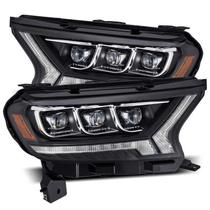 AlphaRex 19-21 Ford Ranger NOVA LED Proj Headlights Plank Style Black w/Activ Light/Seq