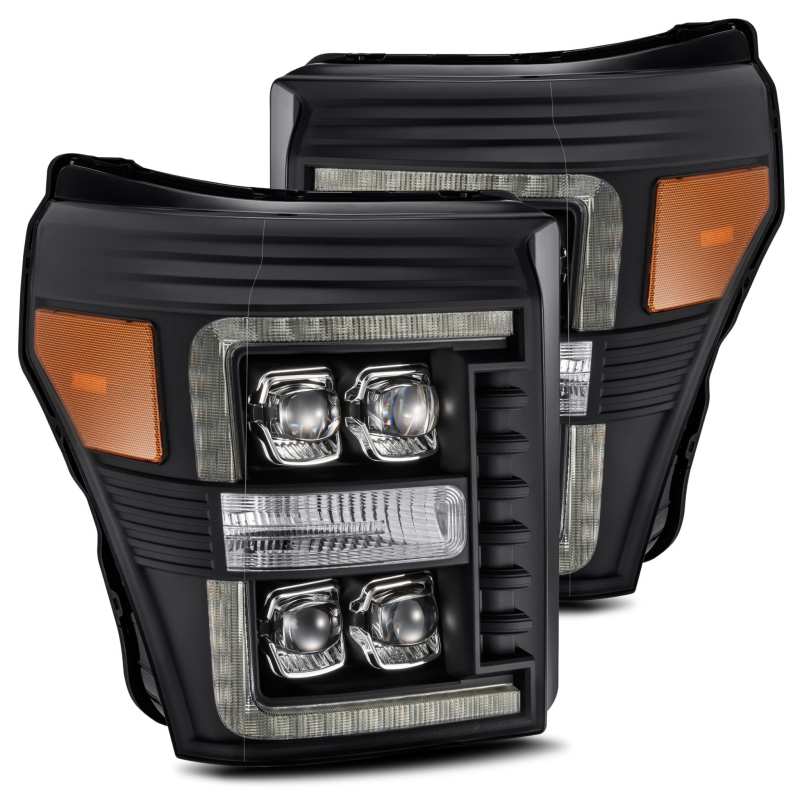 AlphaRex 11-16 Ford F-350 SD NOVA LED Projector Headlights Plank Style Blk w/Activ