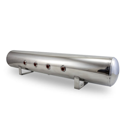 Airlift 5 Gal Alum Air Tank - (4) 3/8" face ports, & 1/4" drain port - 36" L x
