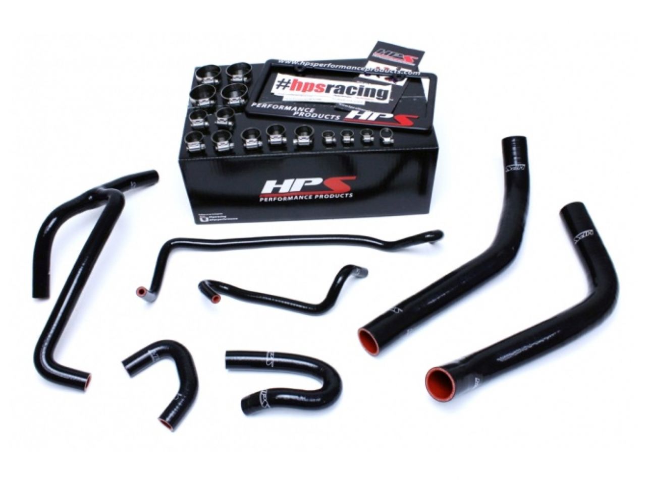 HPS Black Reinforced Silicone Radiator and Heater Hose Kit Coolant Ford 2015-2017 Mustang