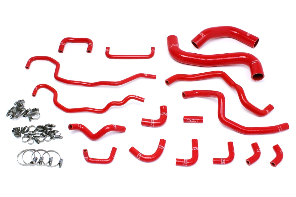 HPS Performance HPS Red Reinforced Silicone Radiator + Heater Hose Kit Subaru 15-16 WRX