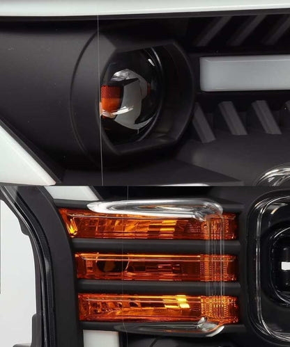 AlphaRex 15-17 Ford F-150 LUXX LED Projector Headlights Plank Style Black w/Activ