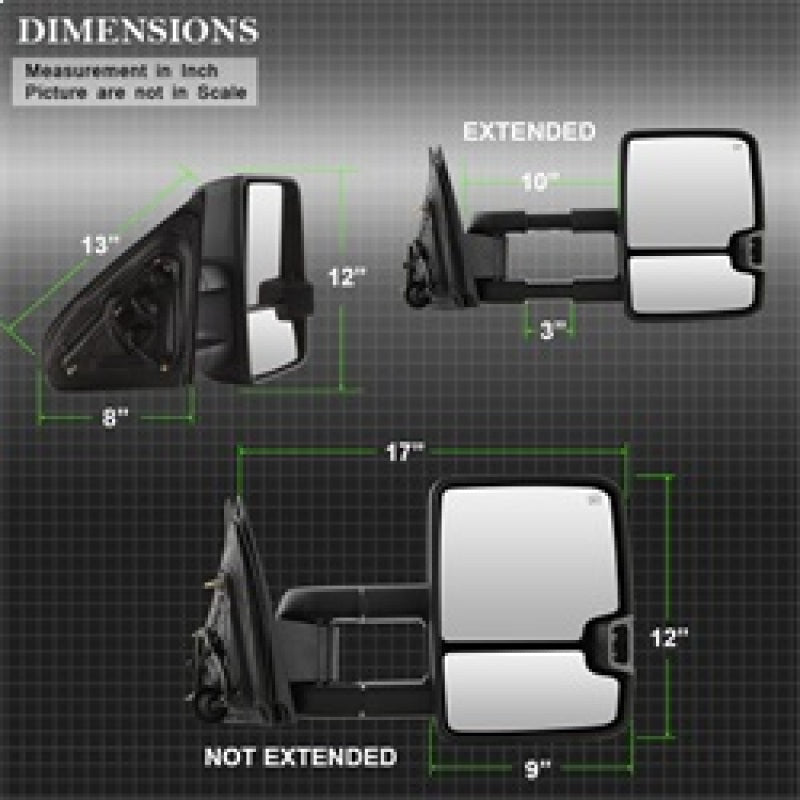 Spyder xTune Chevy Silverado 14-16 Heated Amber LED Signal Telescoping Mirrors