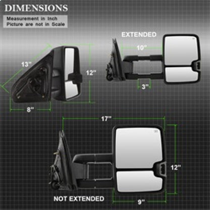 Spyder xTune Chevy Silverado 14-16 Heated Amber LED Signal Telescoping Mirrors