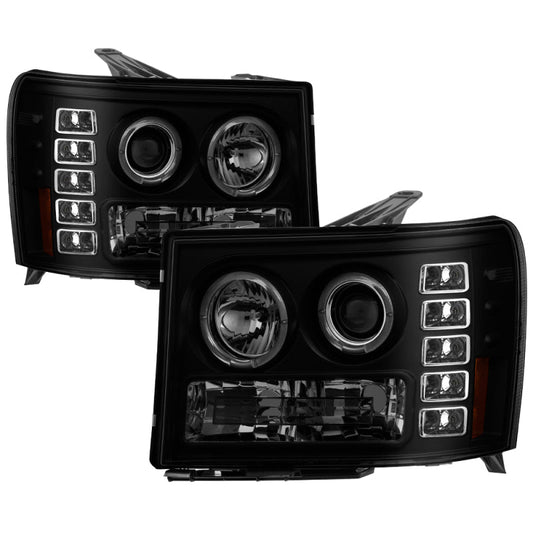 Spyder GMC Sierra 1500/2500 07-13 Projector Headlights LED Halo- LED Blk Smke PRO-YD-GS07-HL-BSM 5078506