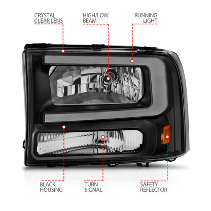 ANZO 99-04 Ford F250/F350/F450/Excursion (excl. 99) Crystal Headlights