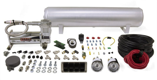 Airlift 4-Way Manual Control system, 1/4" Air Lines, 4 Gallon Tank, 380 Comp.