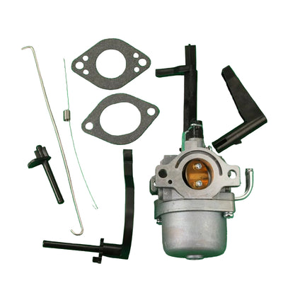 Carburetor and related parts on a green background
