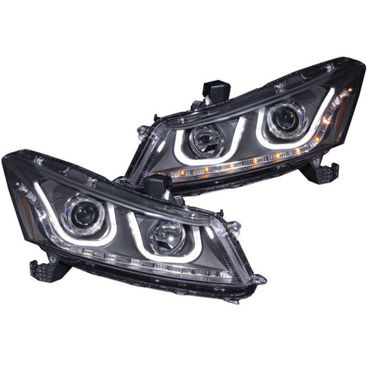 Anzo 2008-2012 Honda Accord Projector Headlights w/ U-Bar Black