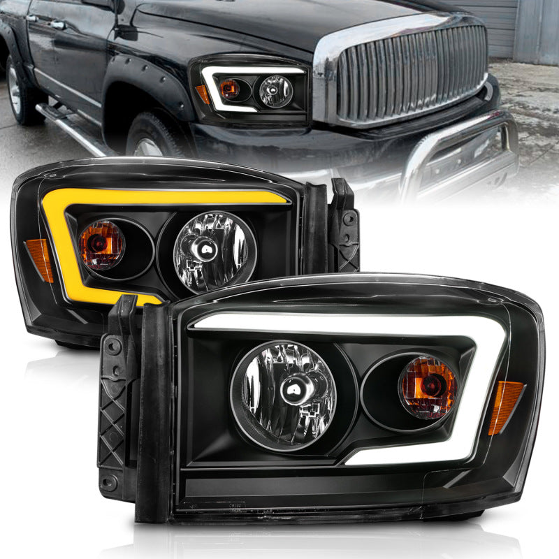 Anzo 06-09 Dodge RAM 1500/2500/3500 Headlights Black Housing/Clear Lens (w/Switchback