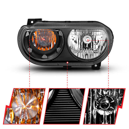 Anzo 2008-2014 Dodge Challenger Crystal Headlights Black