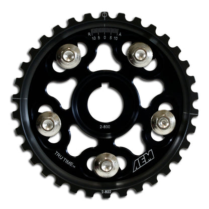 AEM Electronics Tru-Time Cam Gear Black 5-Bolt Honda B Series